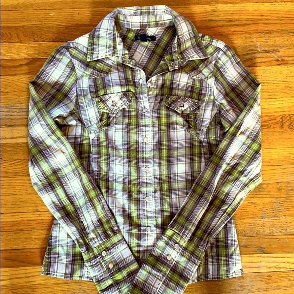 Le Chateau Rhinestone Western Shirt XS